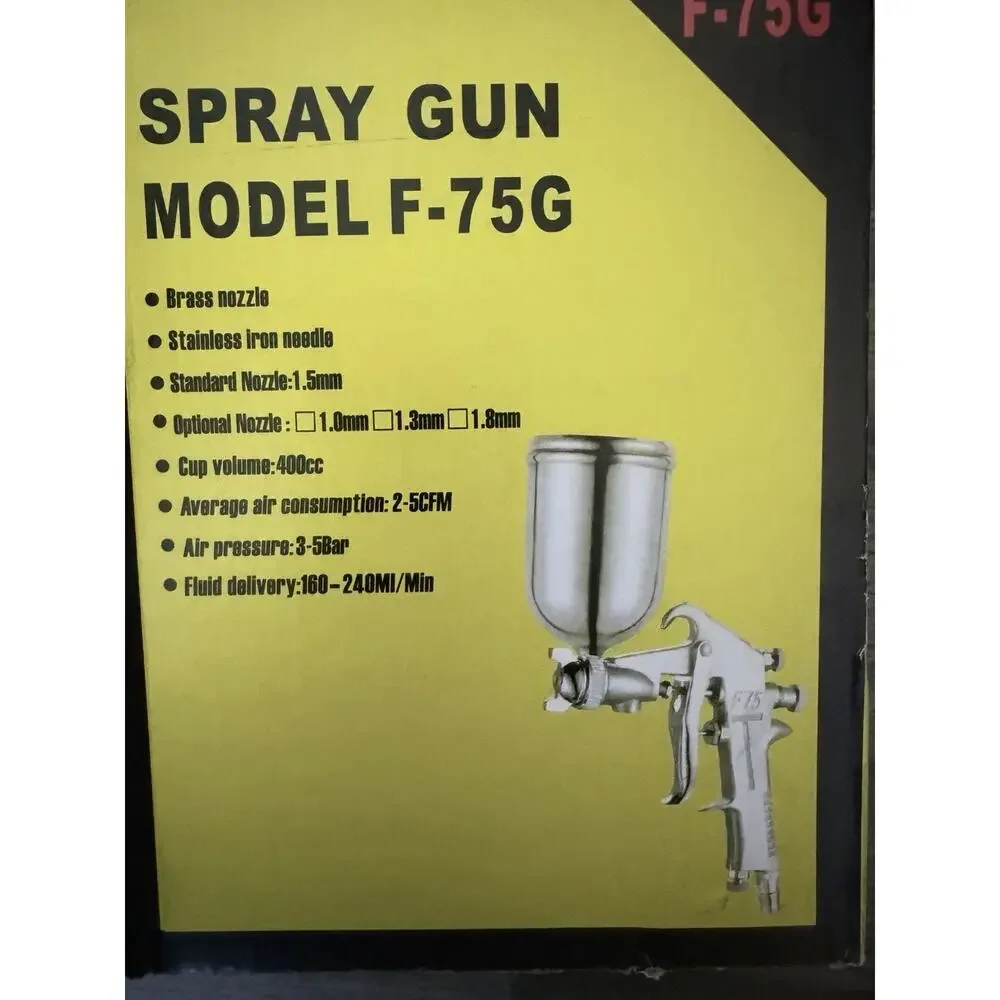 Paint Spray Gun Model F75G with Brass Nozzle New In Box
